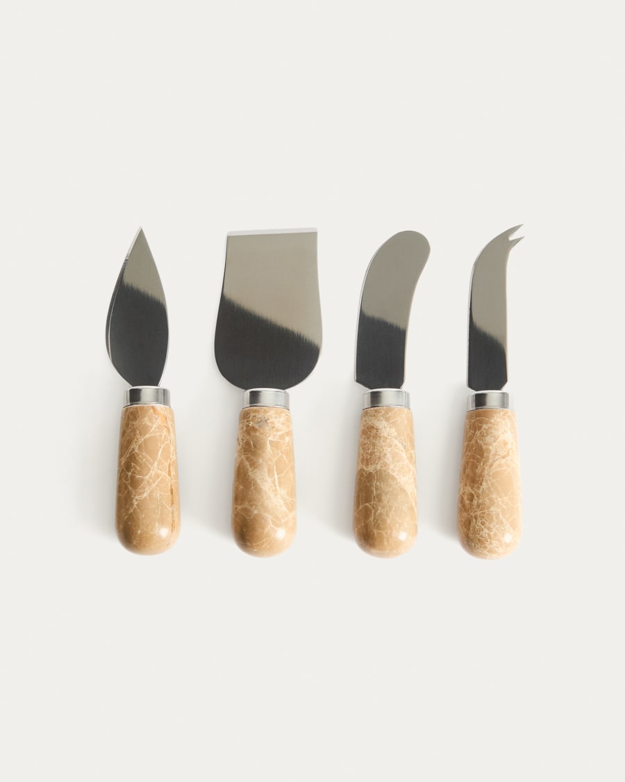 Set Adoma mit 4 Käsemessern aus Marmor und Metall