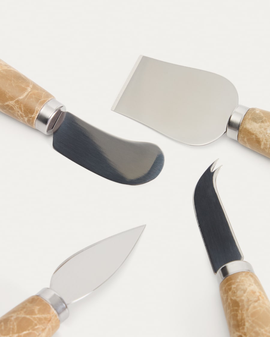 Set Adoma mit 4 Käsemessern aus Marmor und Metall