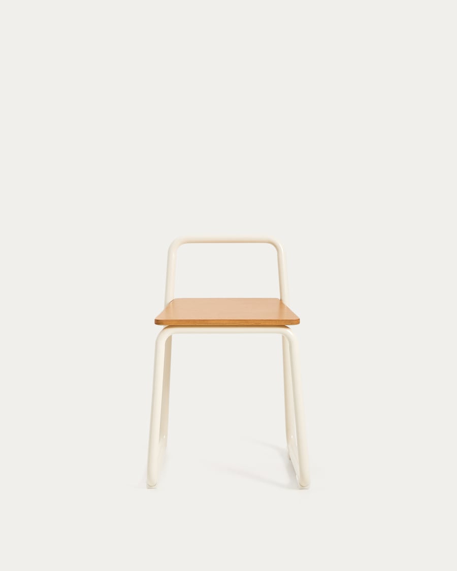 Tinn ash veneer chair with a beige metal structure