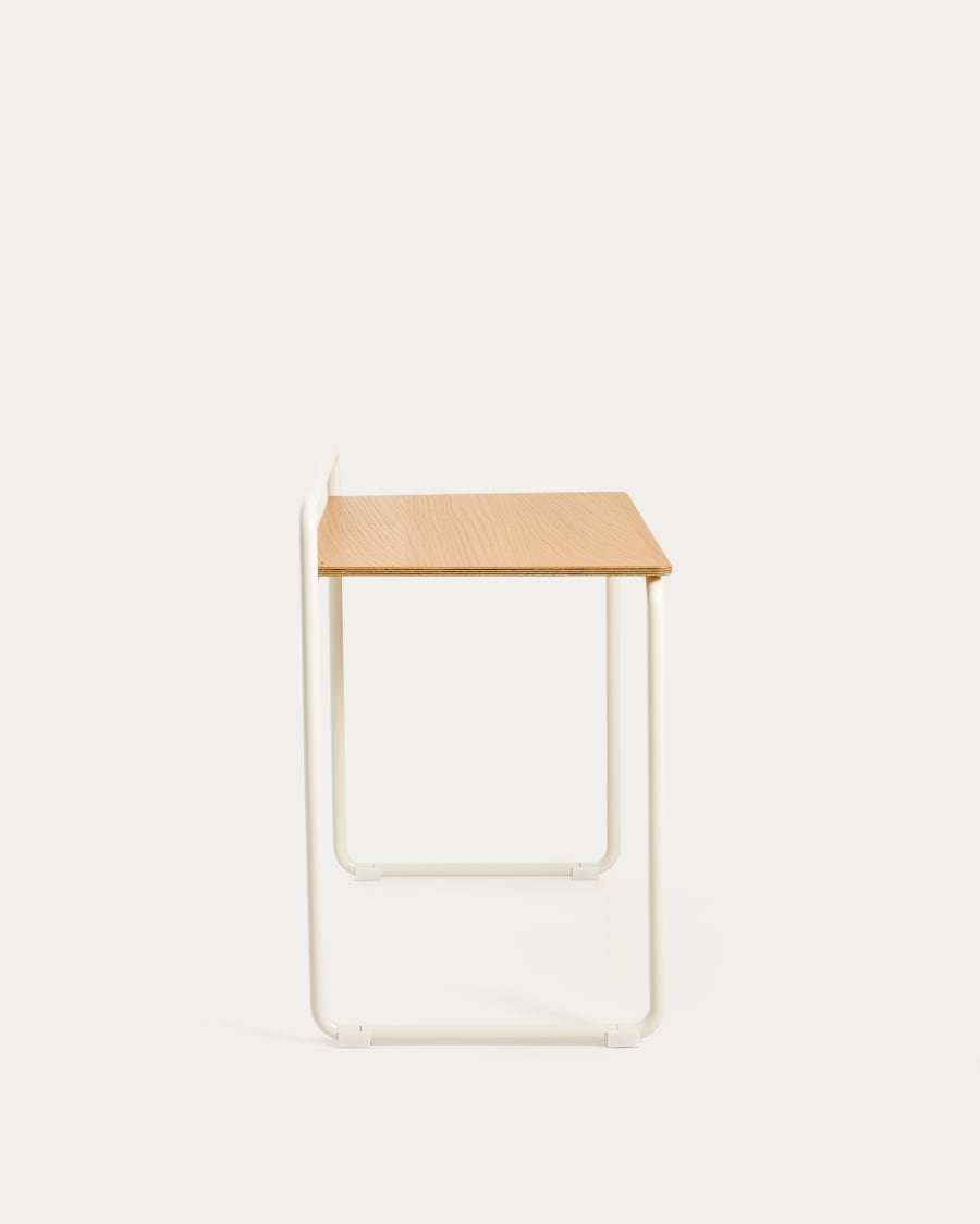 Tinn ash veneer desk with a beige metal structure, 82 x 45 cm