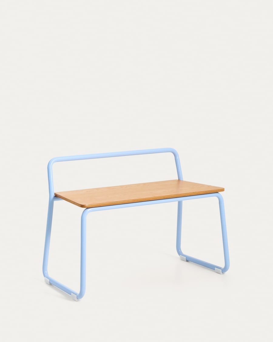 Bank Tinn aus Eschenfurnier und blauem Metallgestell 75 cm