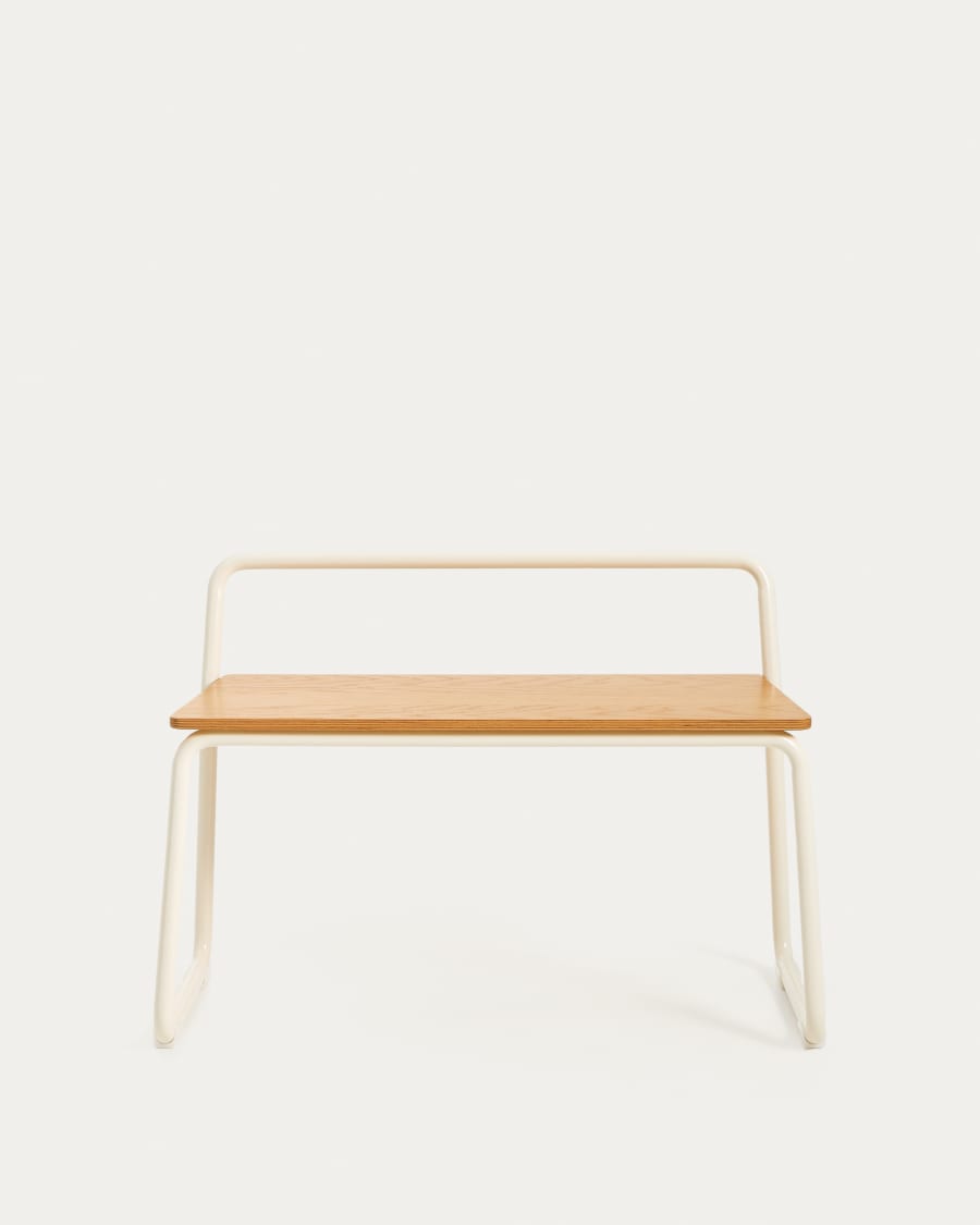 Tinn ash veneer bench with a beige metal structure, 75 cm