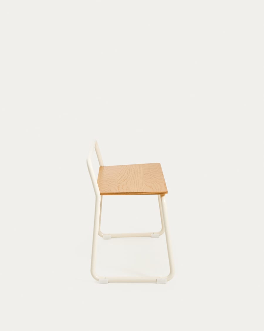 Tinn ash veneer bench with a beige metal structure, 75 cm