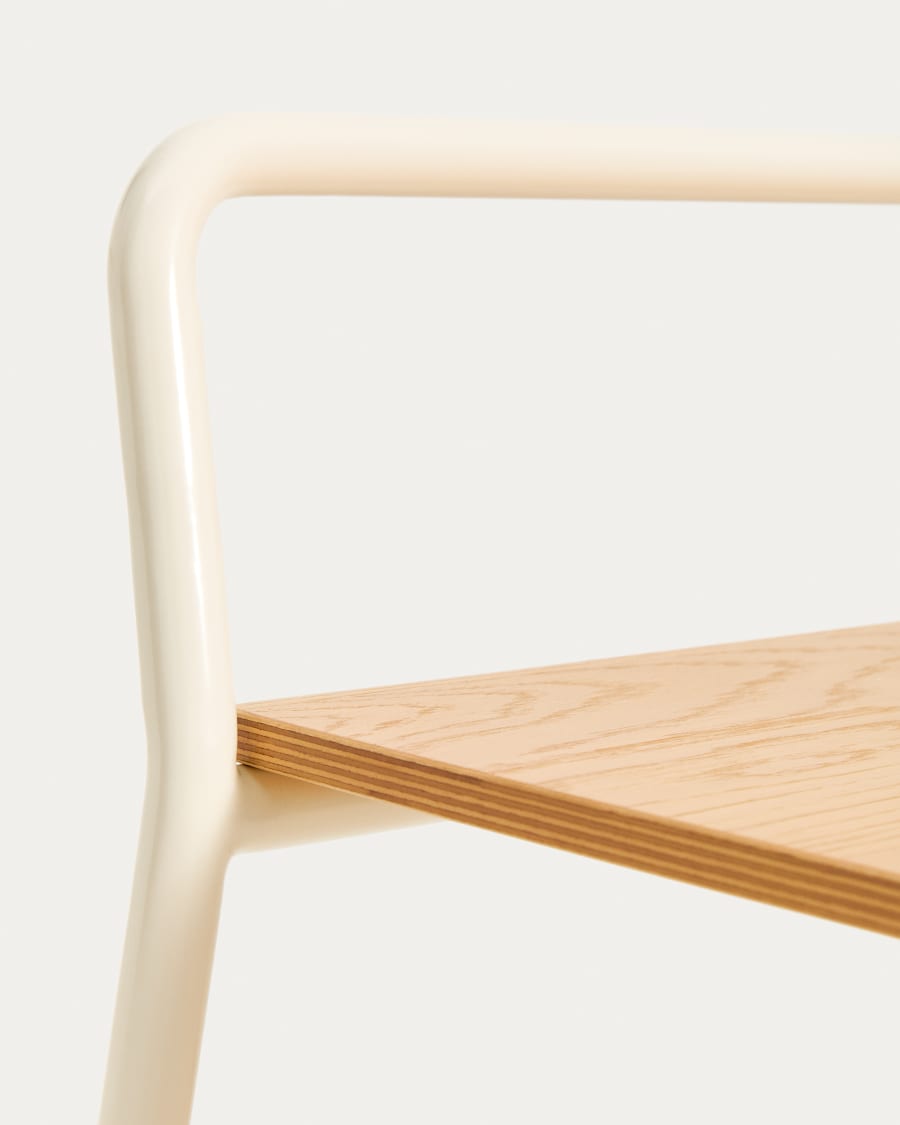 Tinn ash veneer bench with a beige metal structure, 75 cm