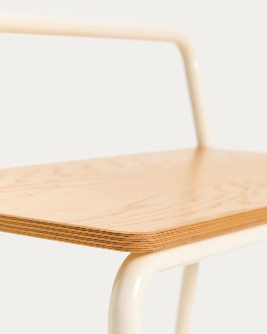 Tinn ash veneer bench with a beige metal structure, 75 cm