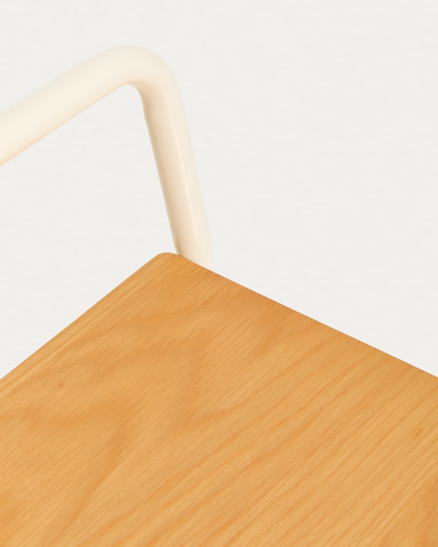 Tinn ash veneer bench with a beige metal structure, 75 cm