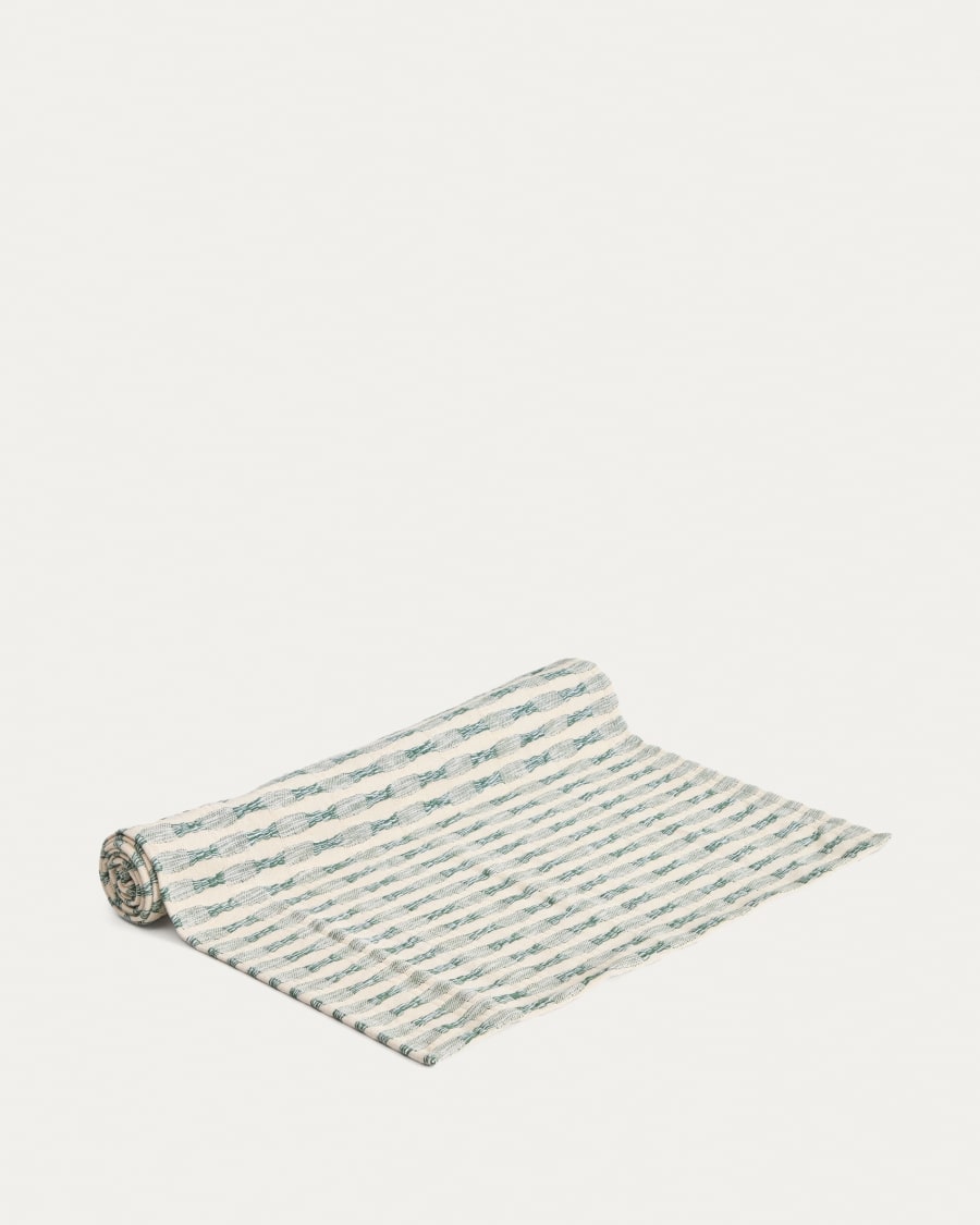 Runner da tavola Coren 100% cotone jacquard verde a contrasto 50 x 150 cm