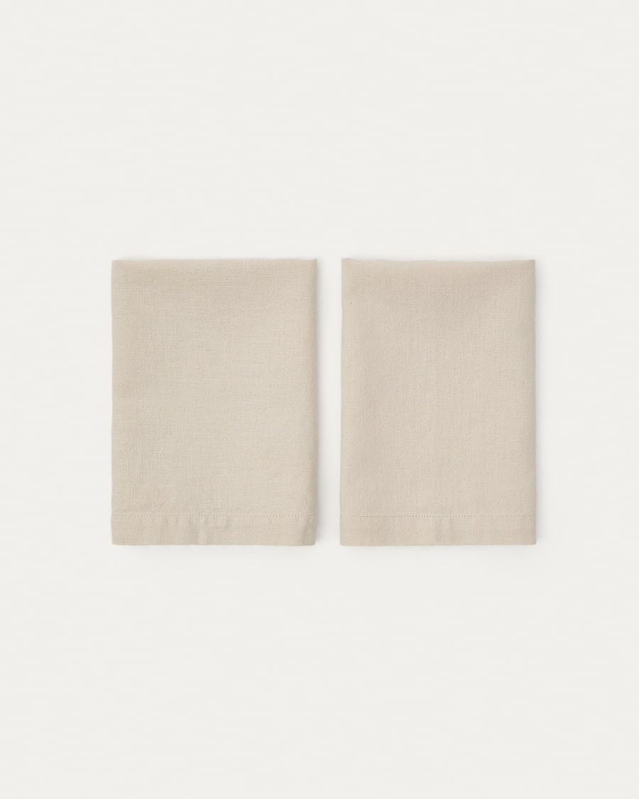 Ensemble Aldine de 2 serviettes en coton et lin couleur gris pierre