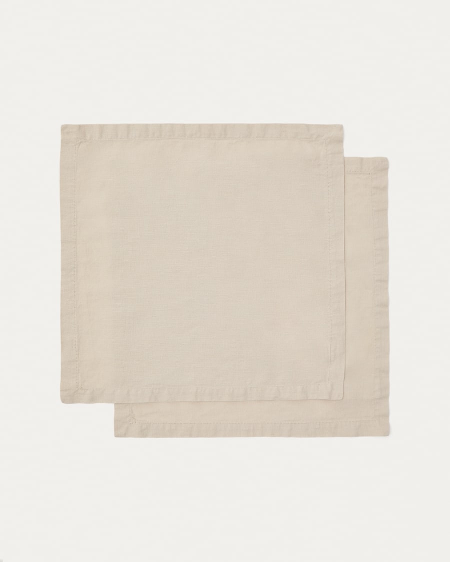 Ensemble Aldine de 2 serviettes en coton et lin couleur gris pierre