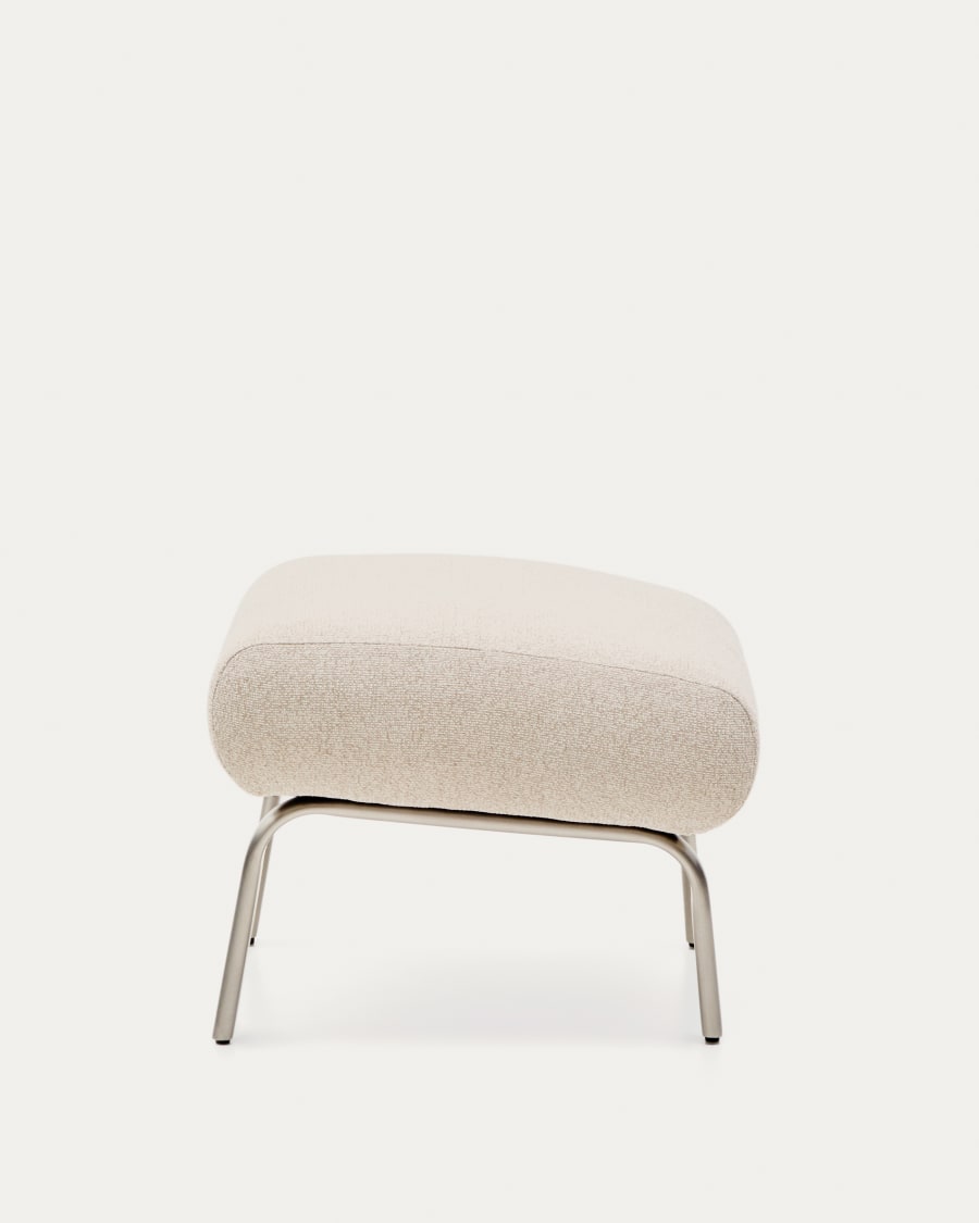 Amsen beige footrest with brushed stainless steel legs 68 x 55 cm
