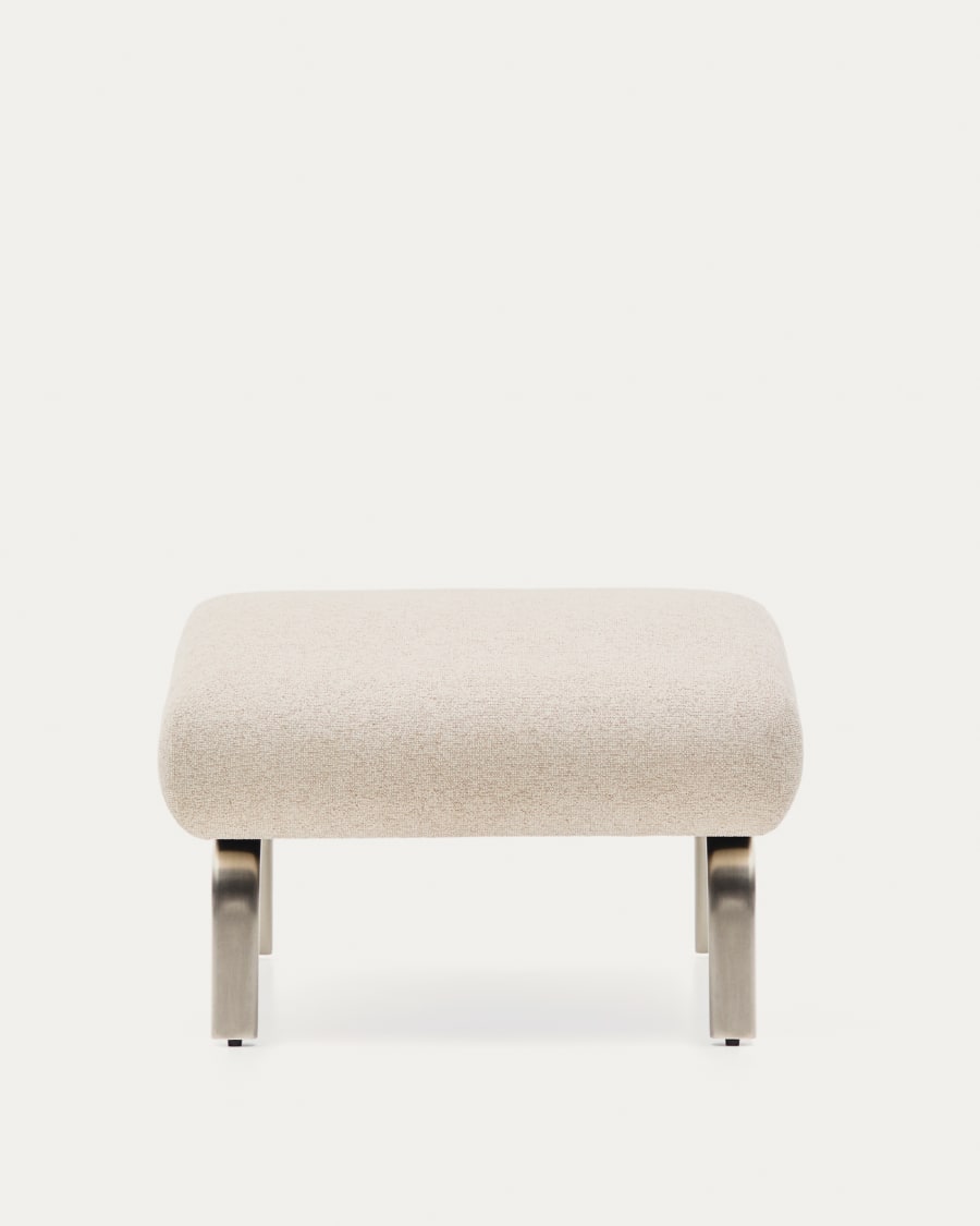 Amsen beige footrest with brushed stainless steel legs 68 x 55 cm