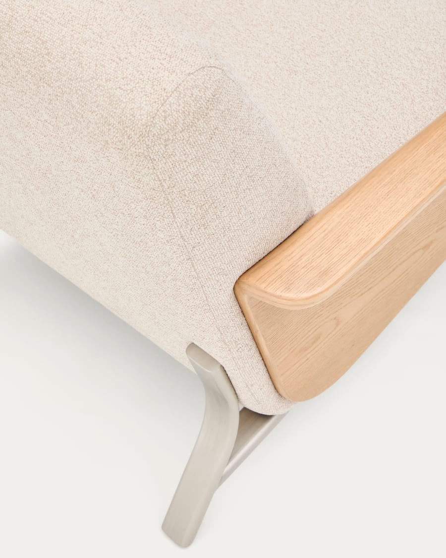 Sessel Amsen in Beige aus Eichensperrholz mit Beinen aus em gebürsteten Edelstahl FSC 100 %