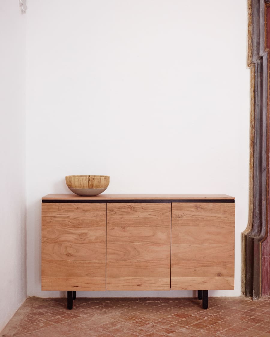 Uxue solid acacia wood sideboard in a natural finish, 150 x 88 cm
