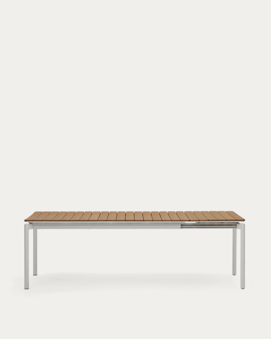 Canyelles outdoor extendable table in polywood and aluminium in light grey 180 (240) x 100cm