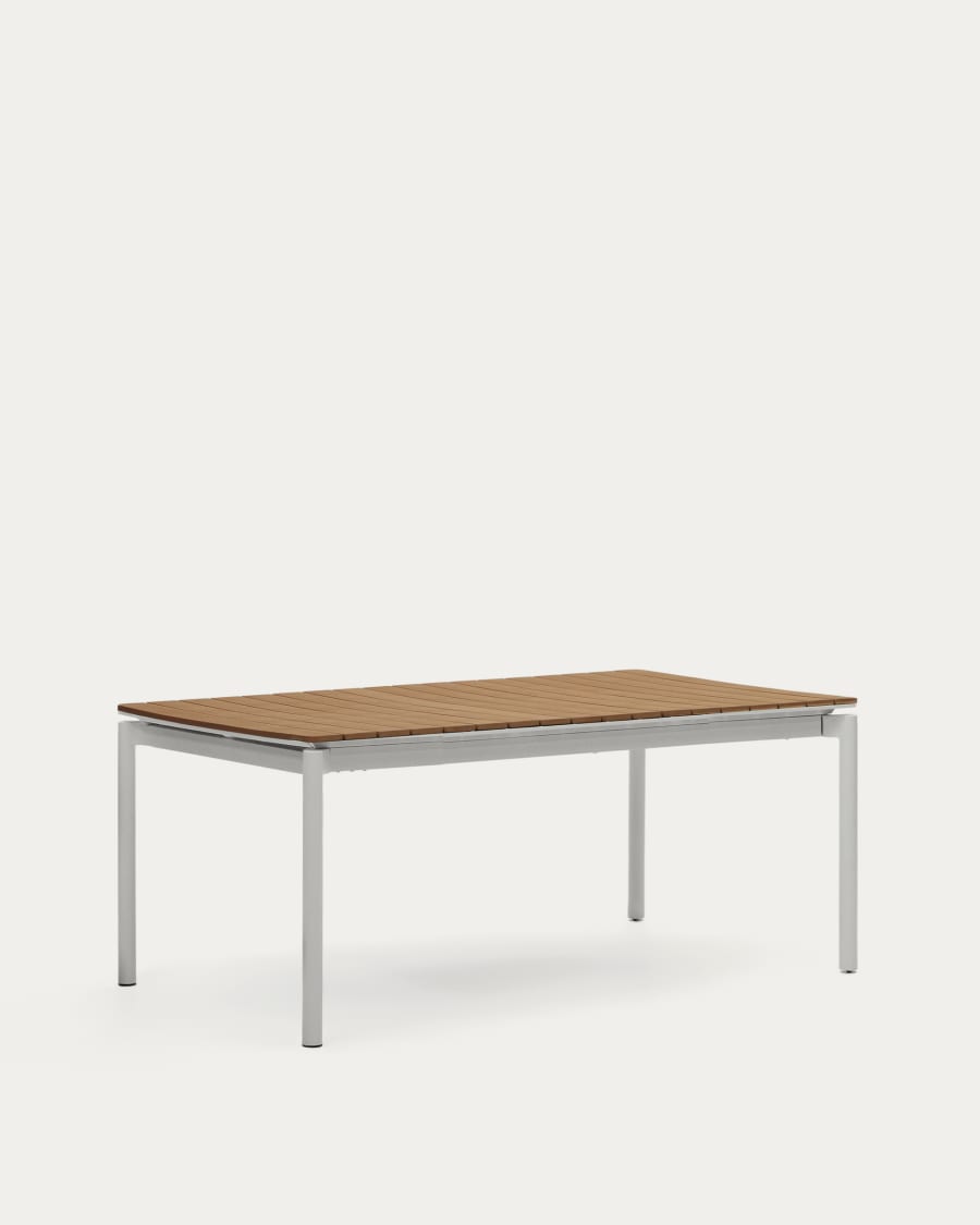 Canyelles outdoor extendable table in polywood and aluminium in light grey 180 (240) x 100cm