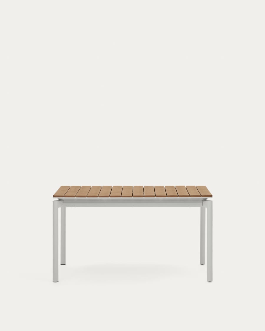 Canyelles outdoor extendable table in polywood and aluminium in light grey 140 (200) x 90cm