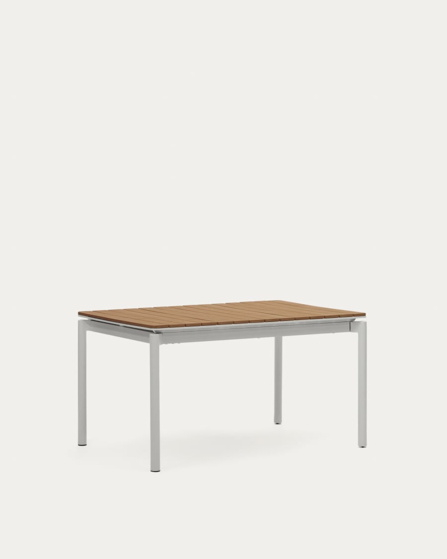 Canyelles outdoor extendable table in polywood and aluminium in light grey 140 (200) x 90cm