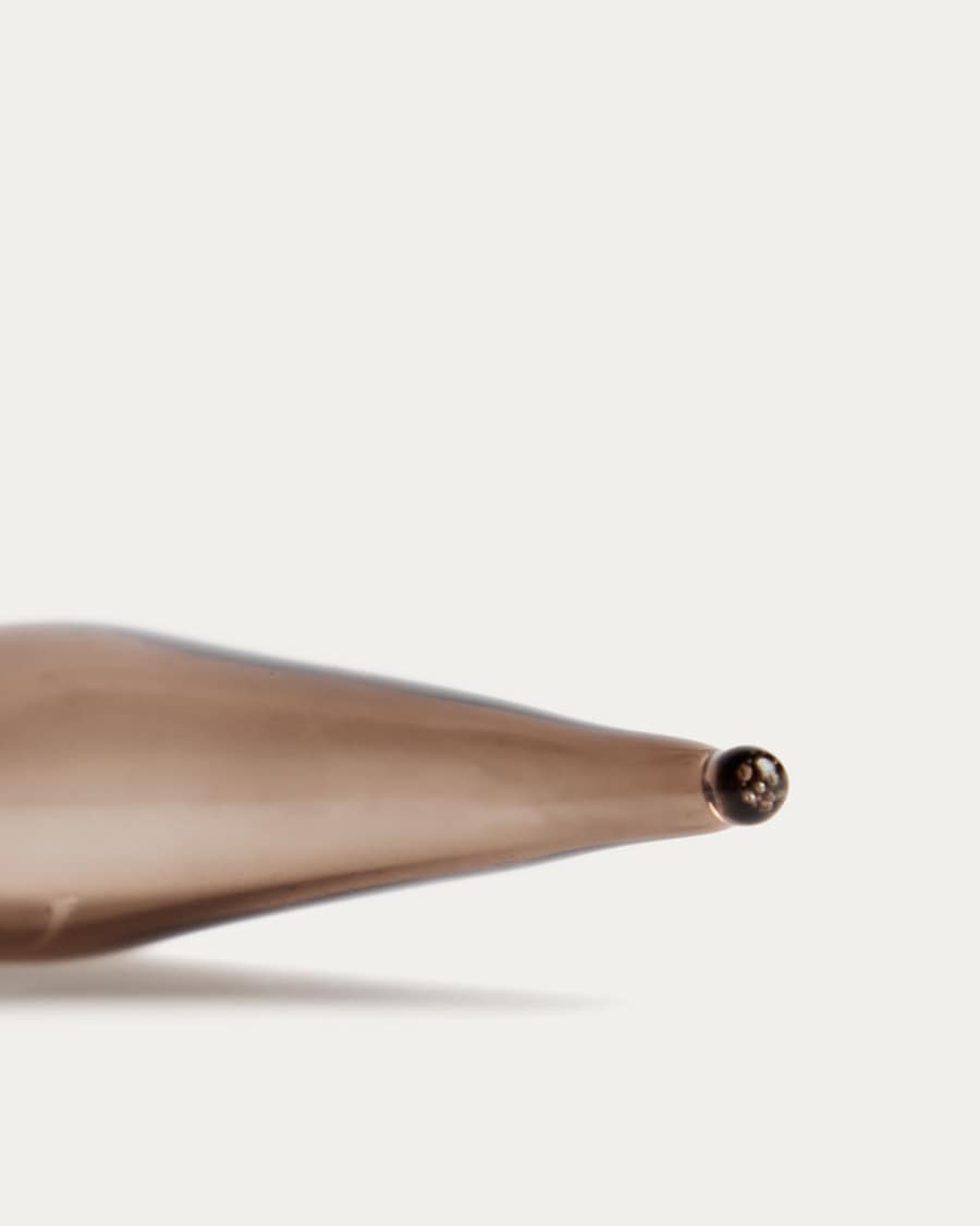 Isven set of 2 brown recycled glass hanging ornaments 10 cm