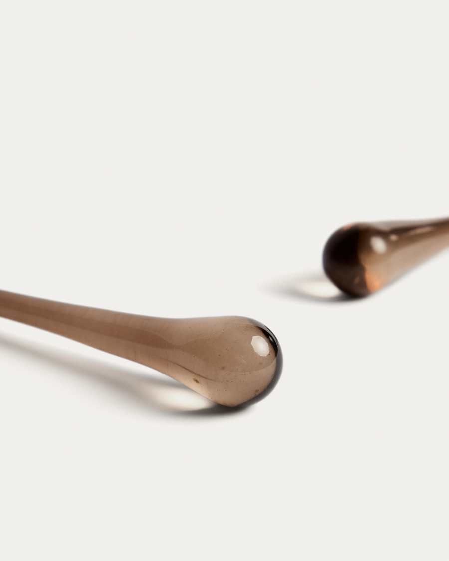 Set Alsenia di 2 ornamenti da appendere in vetro riciclato marrone 26 cm