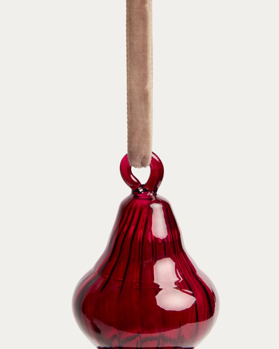 Lioren set of 2 red recycled glass hanging ornaments 21 cm
