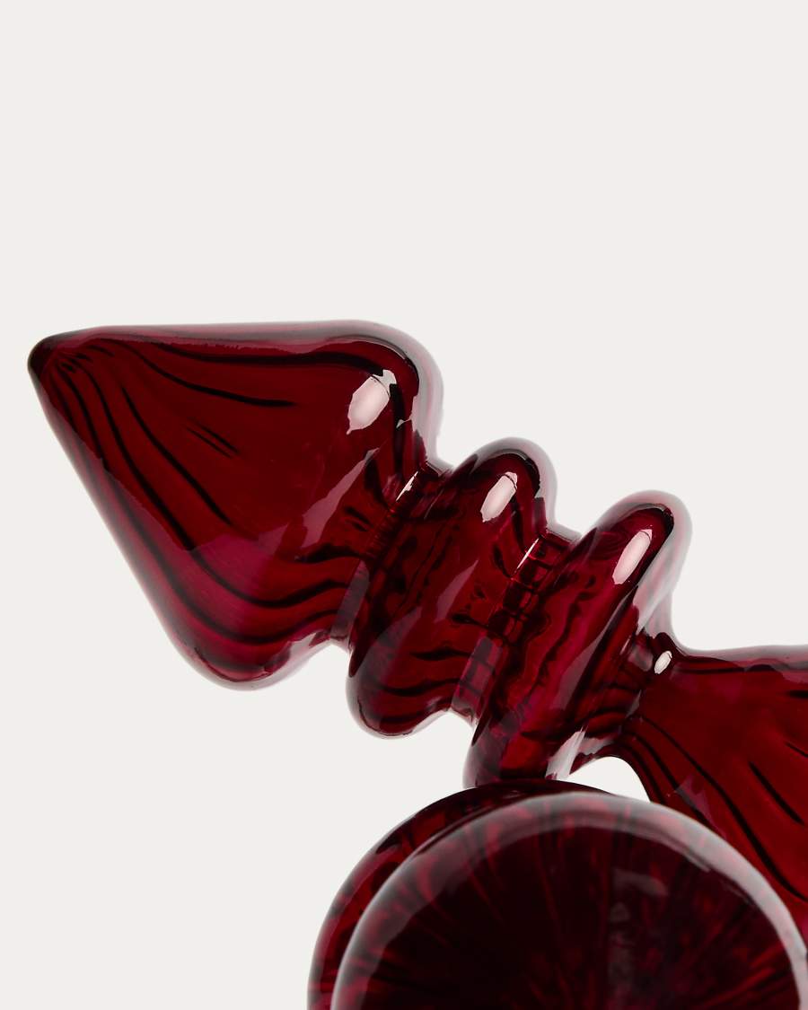 Lioren set of 2 red recycled glass hanging ornaments 21 cm