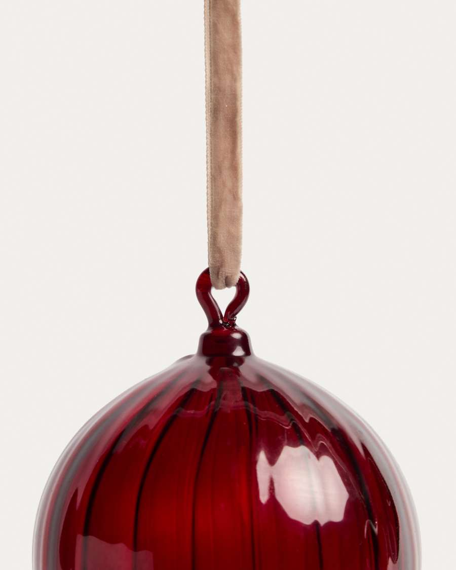 Σετ 2 κρεμαστών διακοσμητικών Oranel από ανακυκλωμένο γυαλί σε κόκκινο χρώμα Ø 10 cm