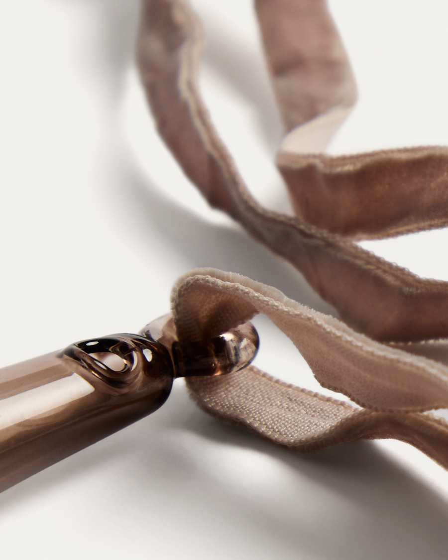 Isven set of 2 brown recycled glass hanging ornaments 10 cm