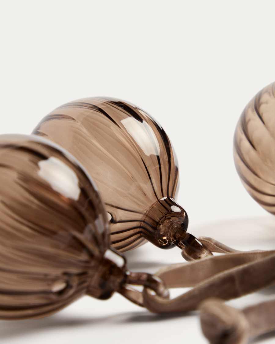 Oranel set of 4 brown recycled glass hanging ornaments