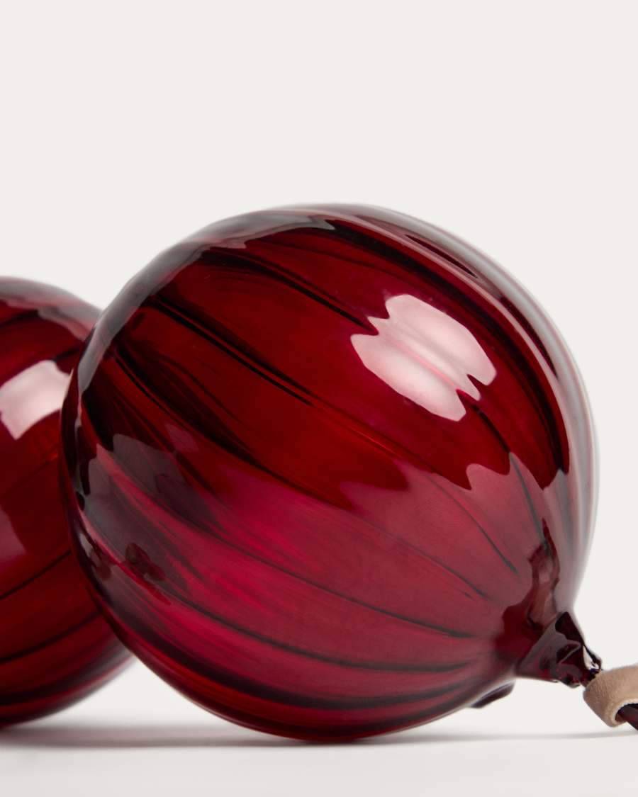 Σετ 2 κρεμαστών διακοσμητικών Oranel από ανακυκλωμένο γυαλί σε κόκκινο χρώμα Ø 10 cm