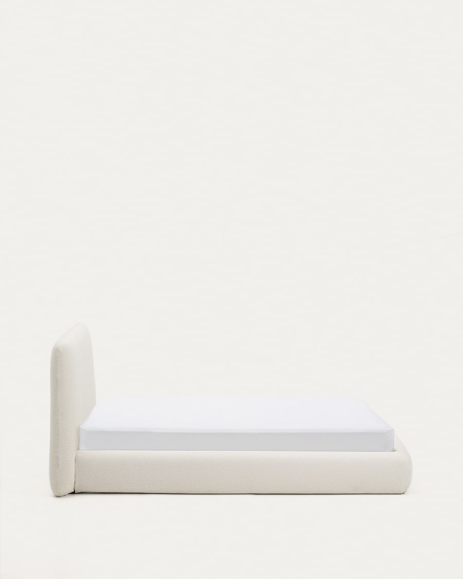Martina bed with removable cover in ecru chenille for mattress 90 x 200cm