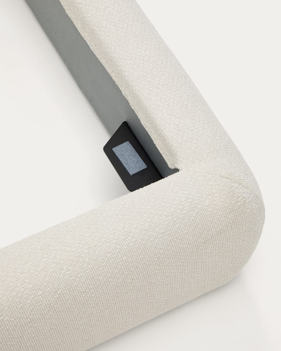 Martina bed with removable cover in ecru chenille for mattress 90 x 200cm