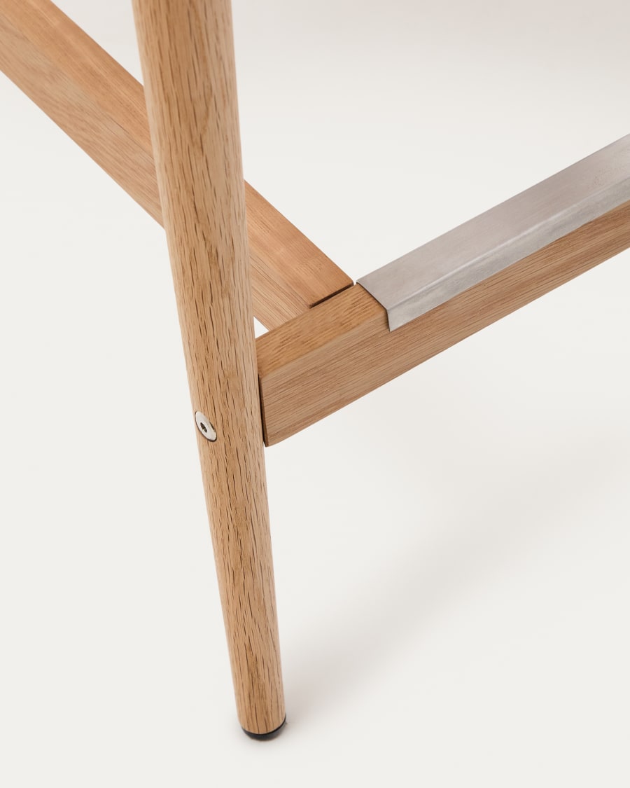 Analy stool with a backrest in solid oak wood in a natural finish, and rope cord seat, 70 cm FSC 100%
