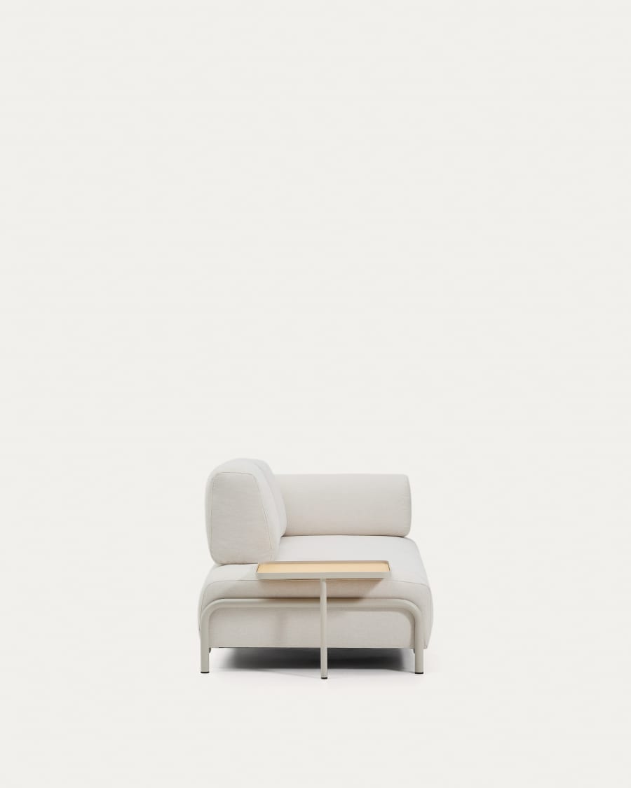 Compo 2-seater sofa in ecru chenille, large oak veneer tray table and beige metal frame 200 cm FSC Mix Credit