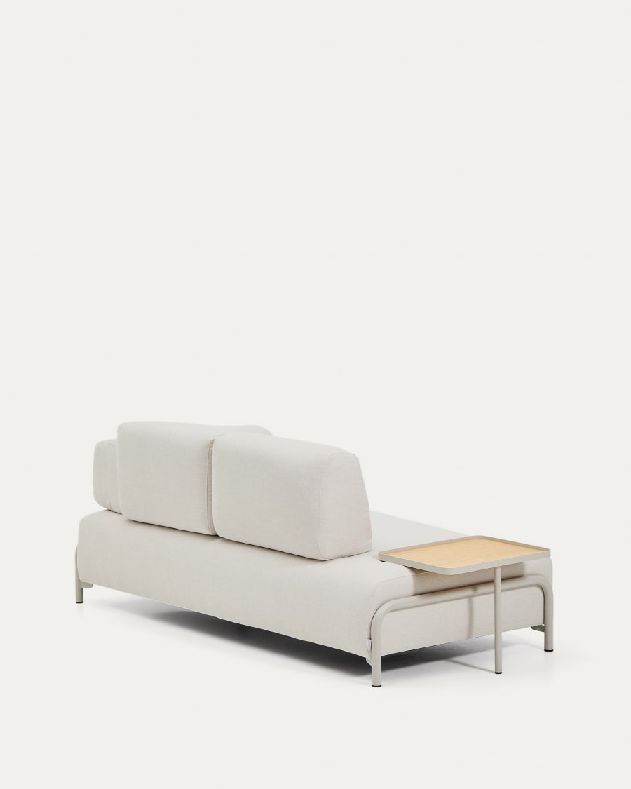 Compo 2-seater sofa in ecru chenille, large oak veneer tray table and beige metal frame 200 cm FSC Mix Credit