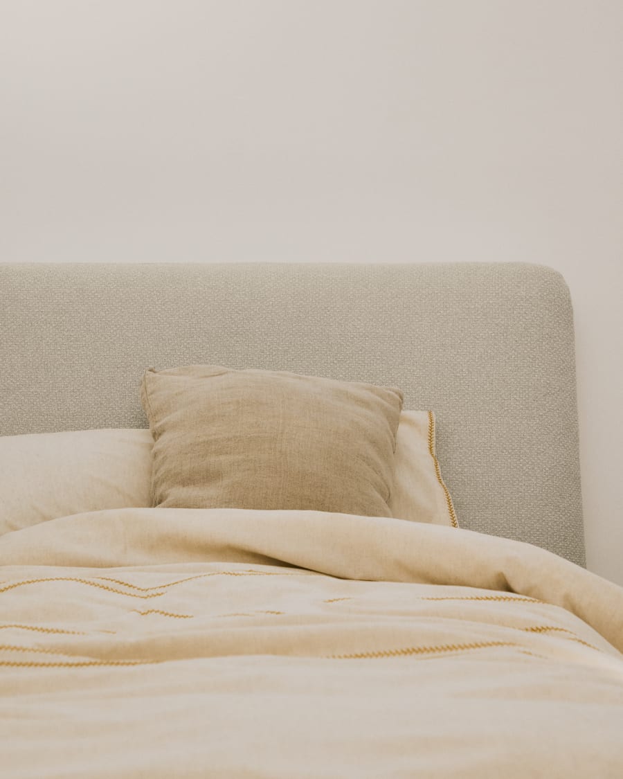 Martina bed with removable cover in ecru chenille for mattress 90 x 200cm