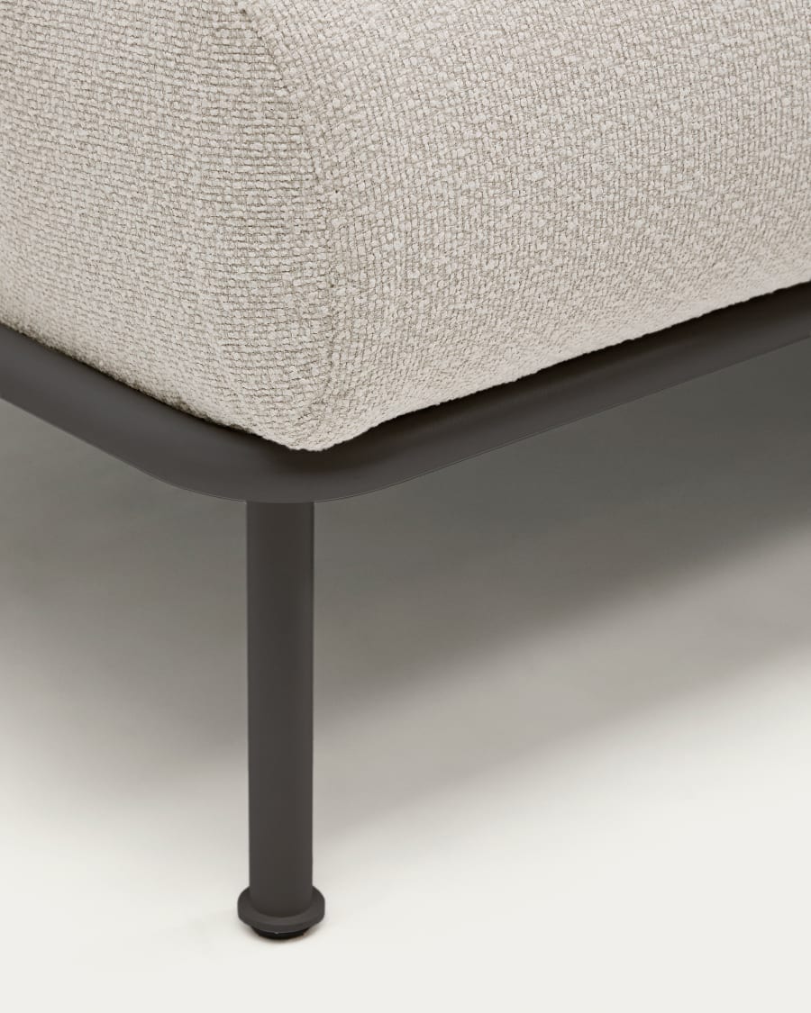 Aurum 2-seater sofa in ecru chenille with reclining headrest and matte grey metal base 214 cm FSC Mix Credit
