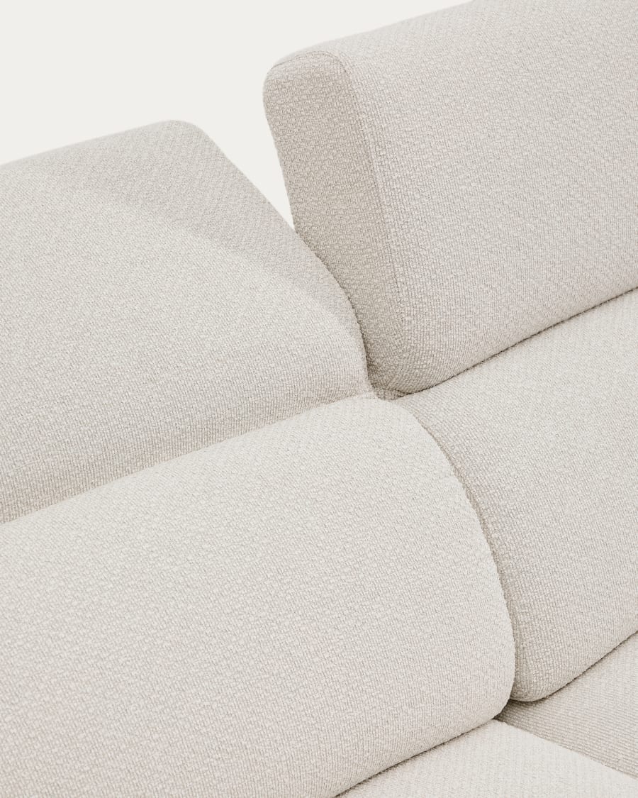 3-Sitzer-Sofa Aurum aus ecrufarbener Chenille mit verstellbarem Kopfteil und mattbeiger Metallbasis 234 cm FSC Mix Credit