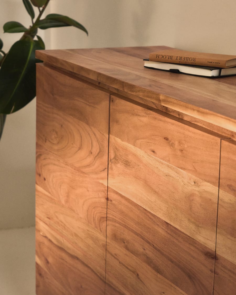 Uxue 4-door sideboard in solid acacia wood with bleached finish 200 x 88cm