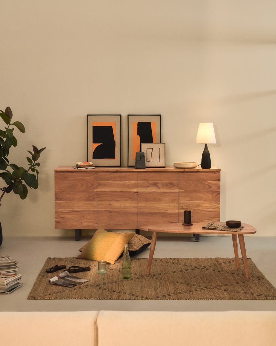 Uxue 4-door sideboard in solid acacia wood with bleached finish 200 x 88cm
