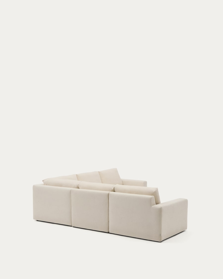 Canapé d’angle modulable déhoussable Alea 5 places chenille écrue 310 x 310 cm