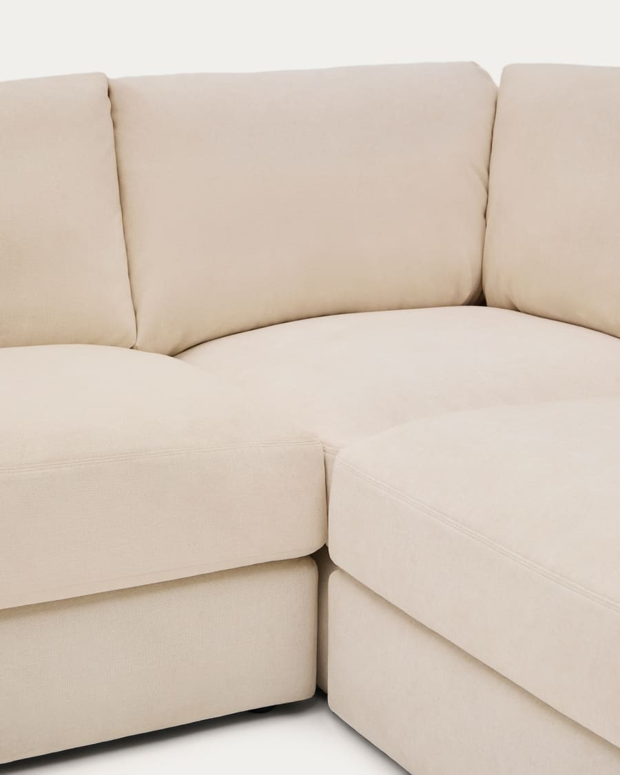 Canapé d’angle modulable déhoussable Alea 5 places chenille écrue 310 x 310 cm