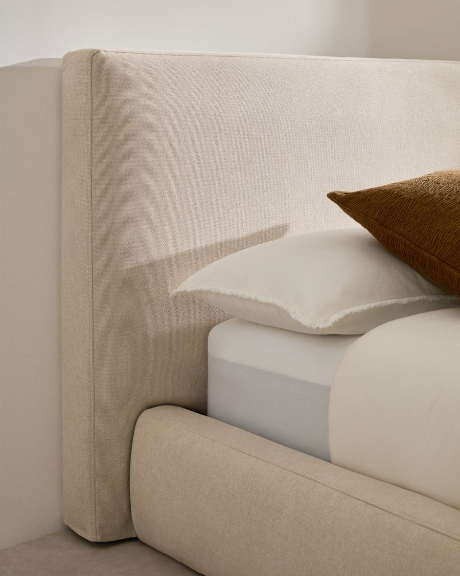 Beige Blok bed with removable covers for 90 x 200 cm mattress FSC Mix Credit