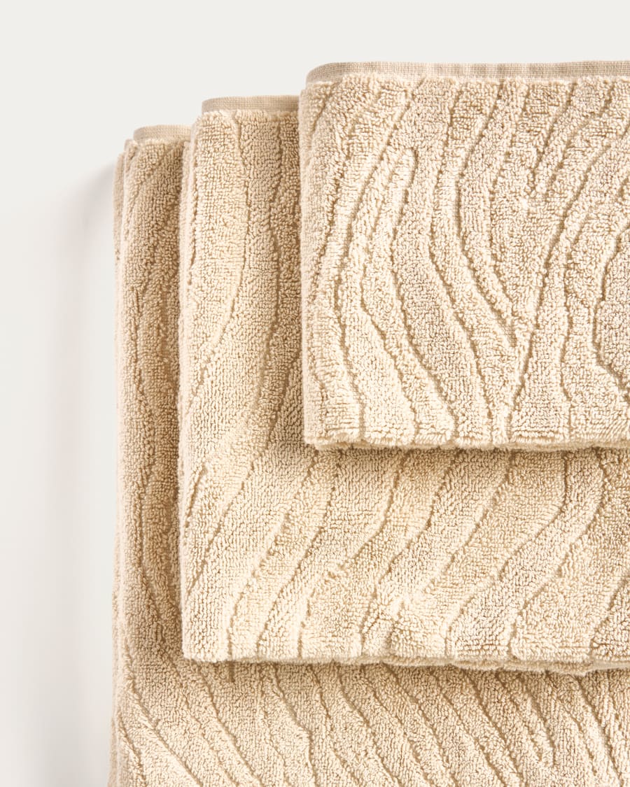 Dalira 100% cotton beige zebra jacquard bath towel 70 x 140cm