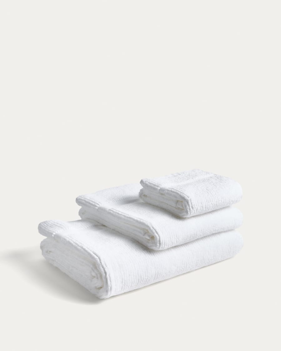 Olvira 100% cotton white jacquard hand towel 30 x 50cm