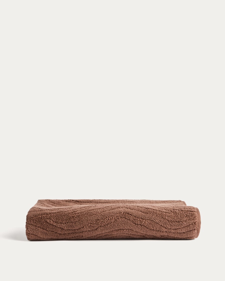 Badetuch Dalira aus 100 % Baumwolle mit Jacquard-Zebramuster, dunkelbraun, 70 x 140 cm