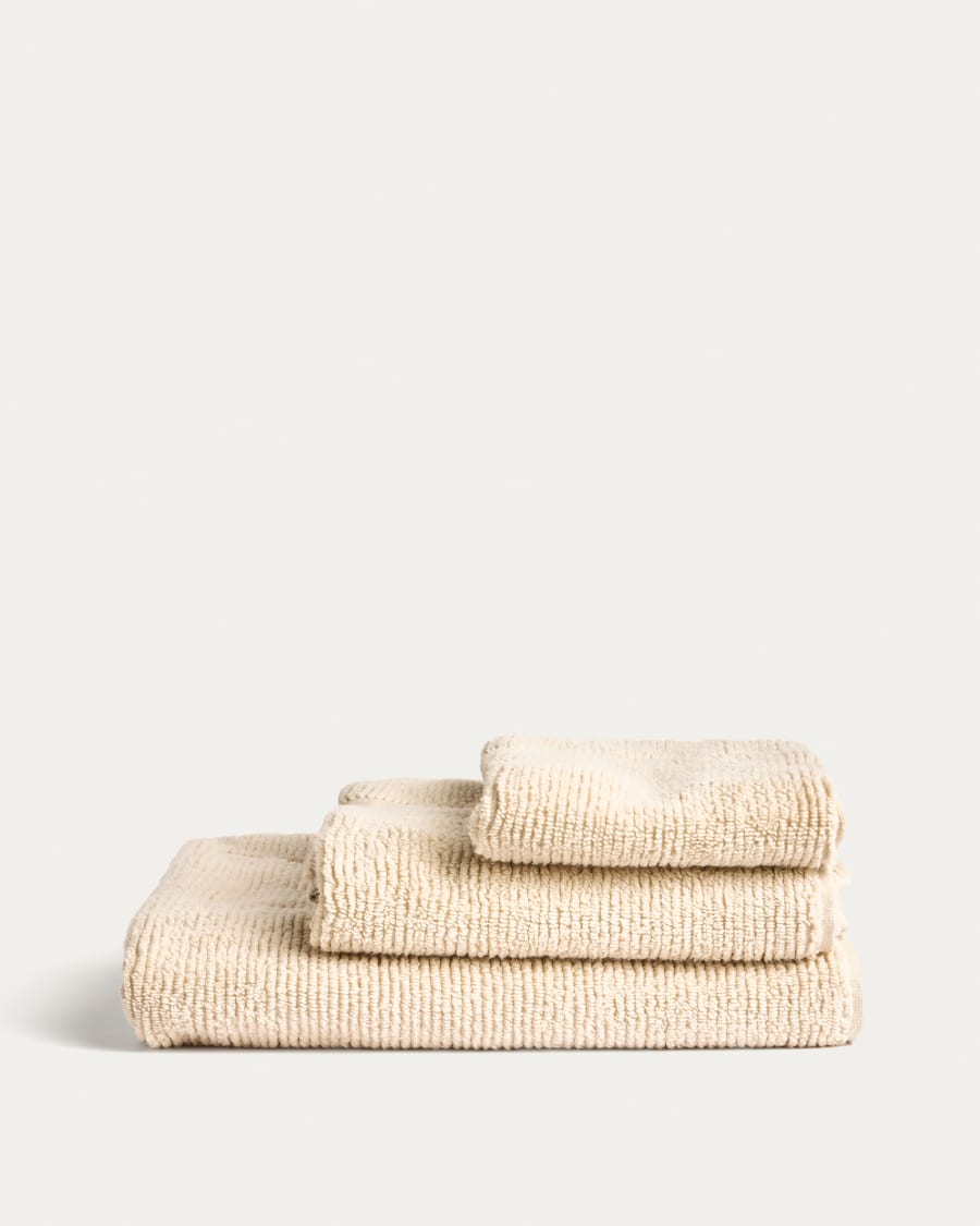 Handtuch Olvira aus 100 % Baumwolle mit Jacquard-Muster, beige, 50 x 90 cm
