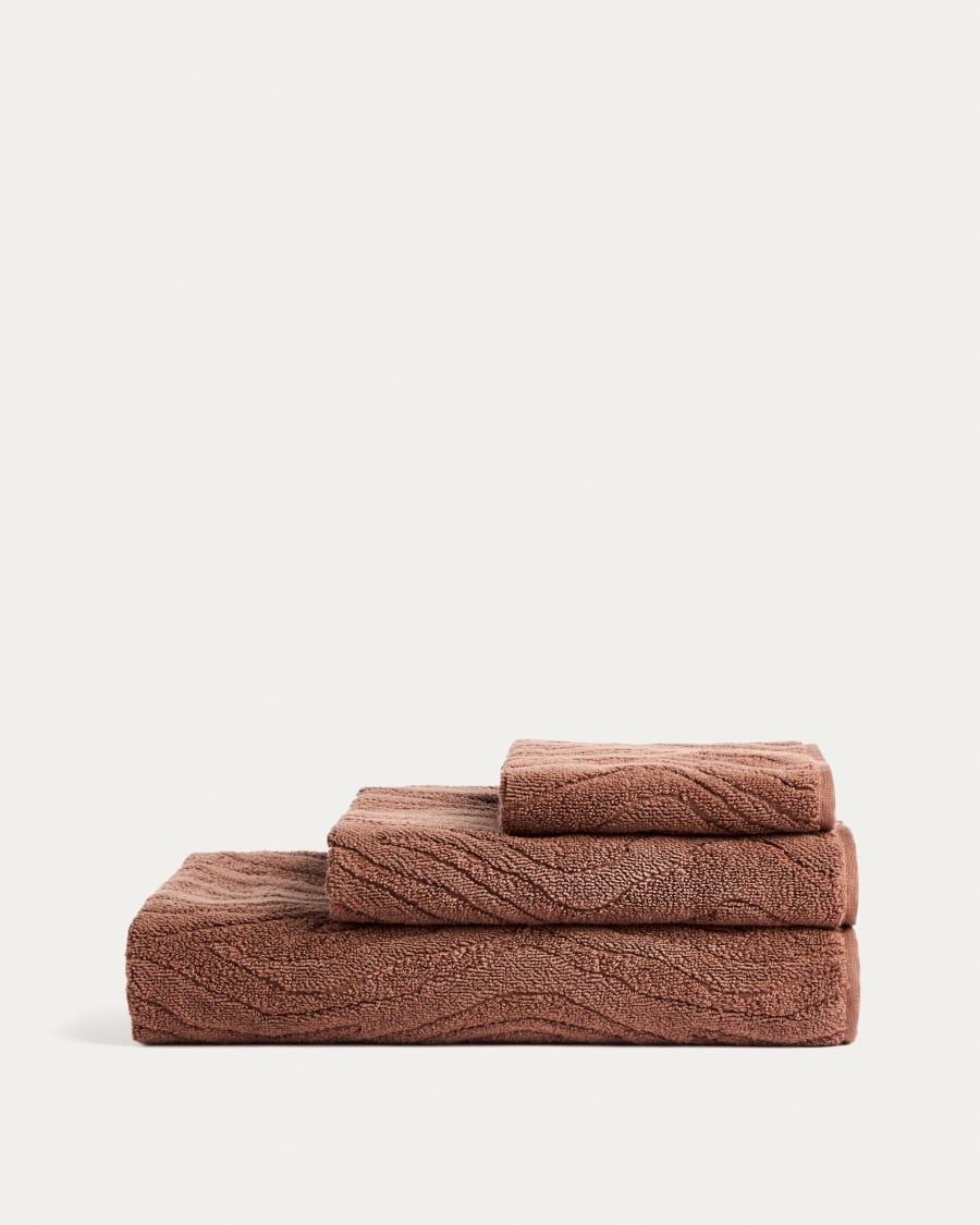 Dalira 100% cotton dark brown zebra jacquard face towel 30 x 50cm