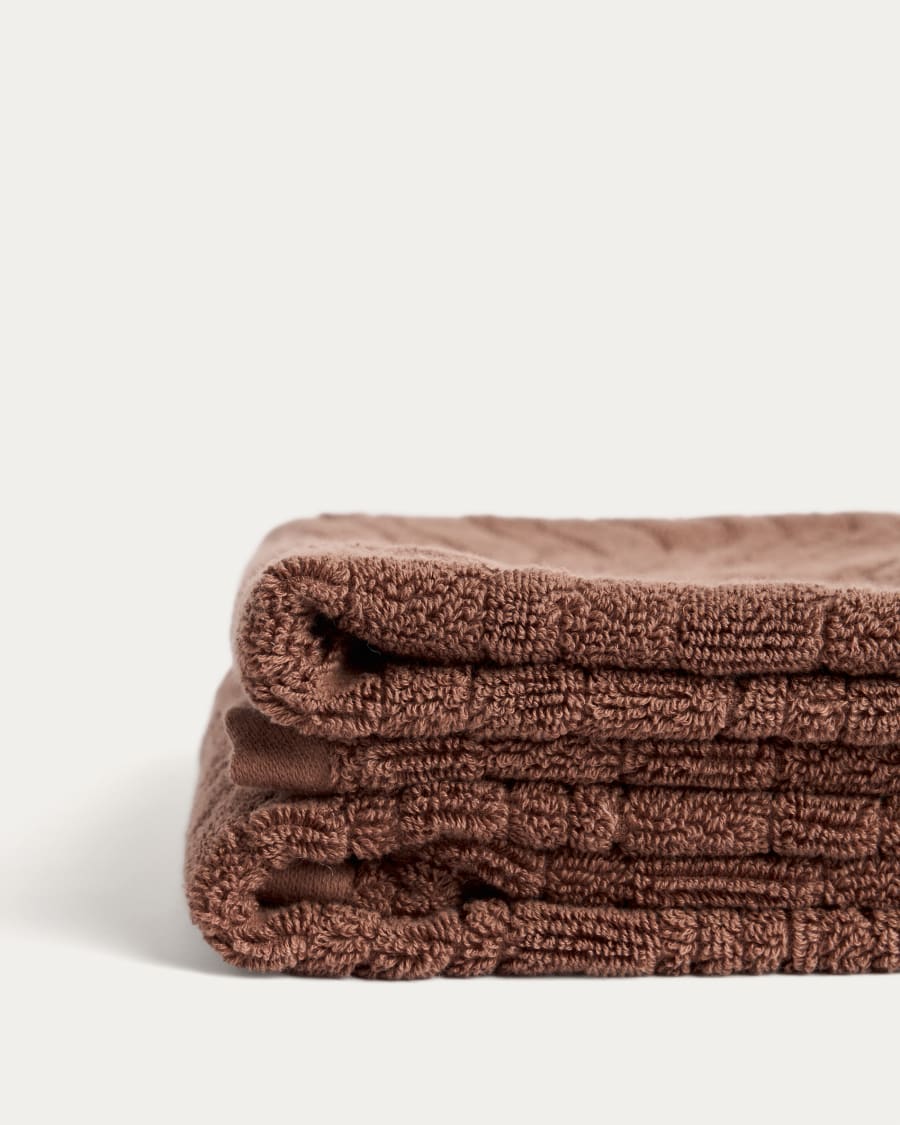 Badetuch Dalira aus 100 % Baumwolle mit Jacquard-Zebramuster, dunkelbraun, 70 x 140 cm