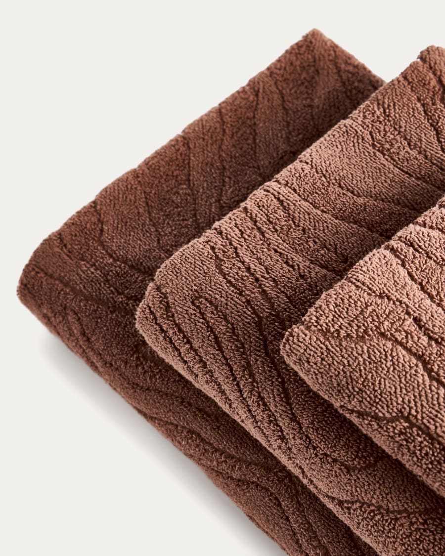 Dalira 100% cotton dark brown zebra jacquard face towel 30 x 50cm