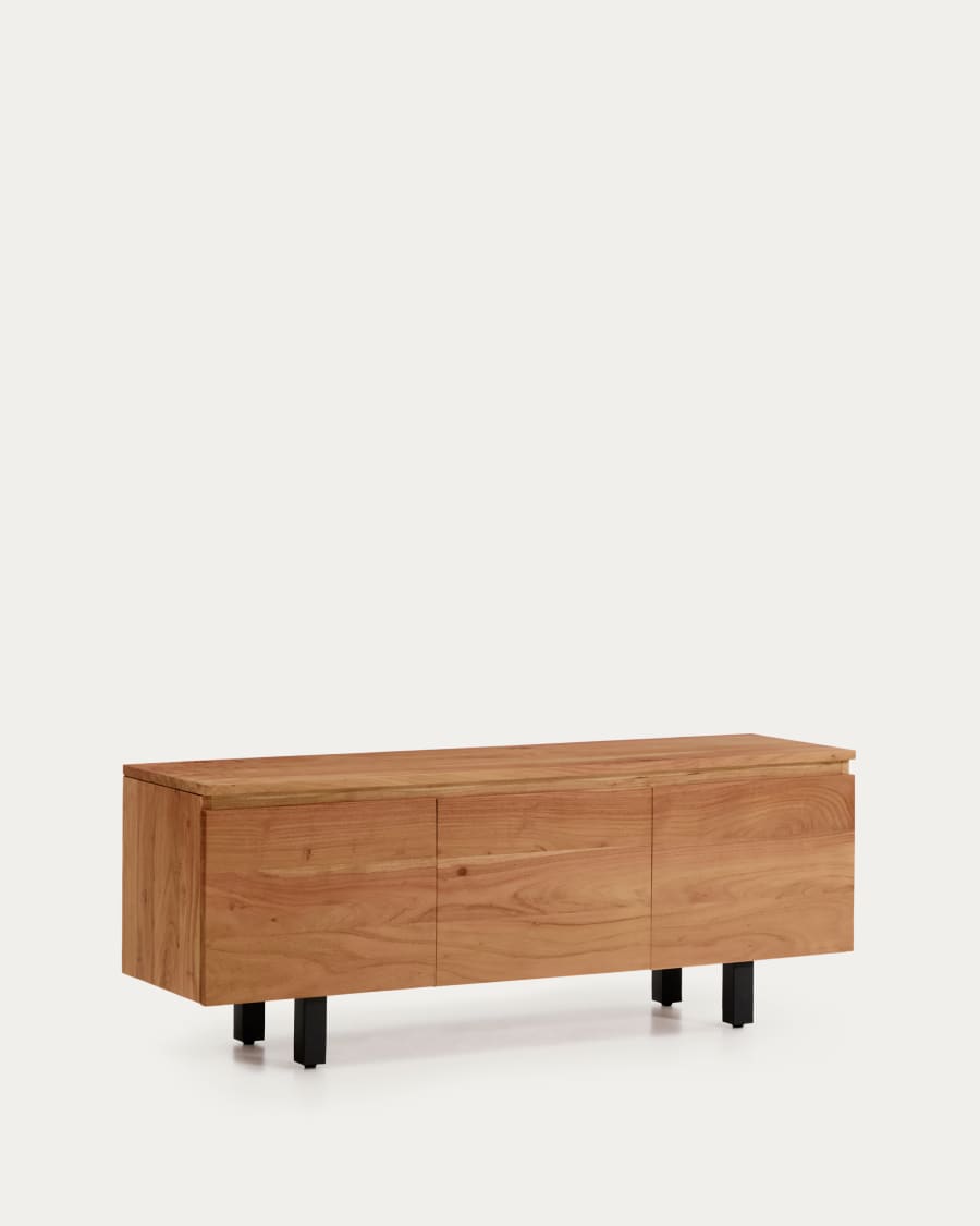 Uxue 3-door TV stand in solid acacia wood with bleached finish 150 x 58cm